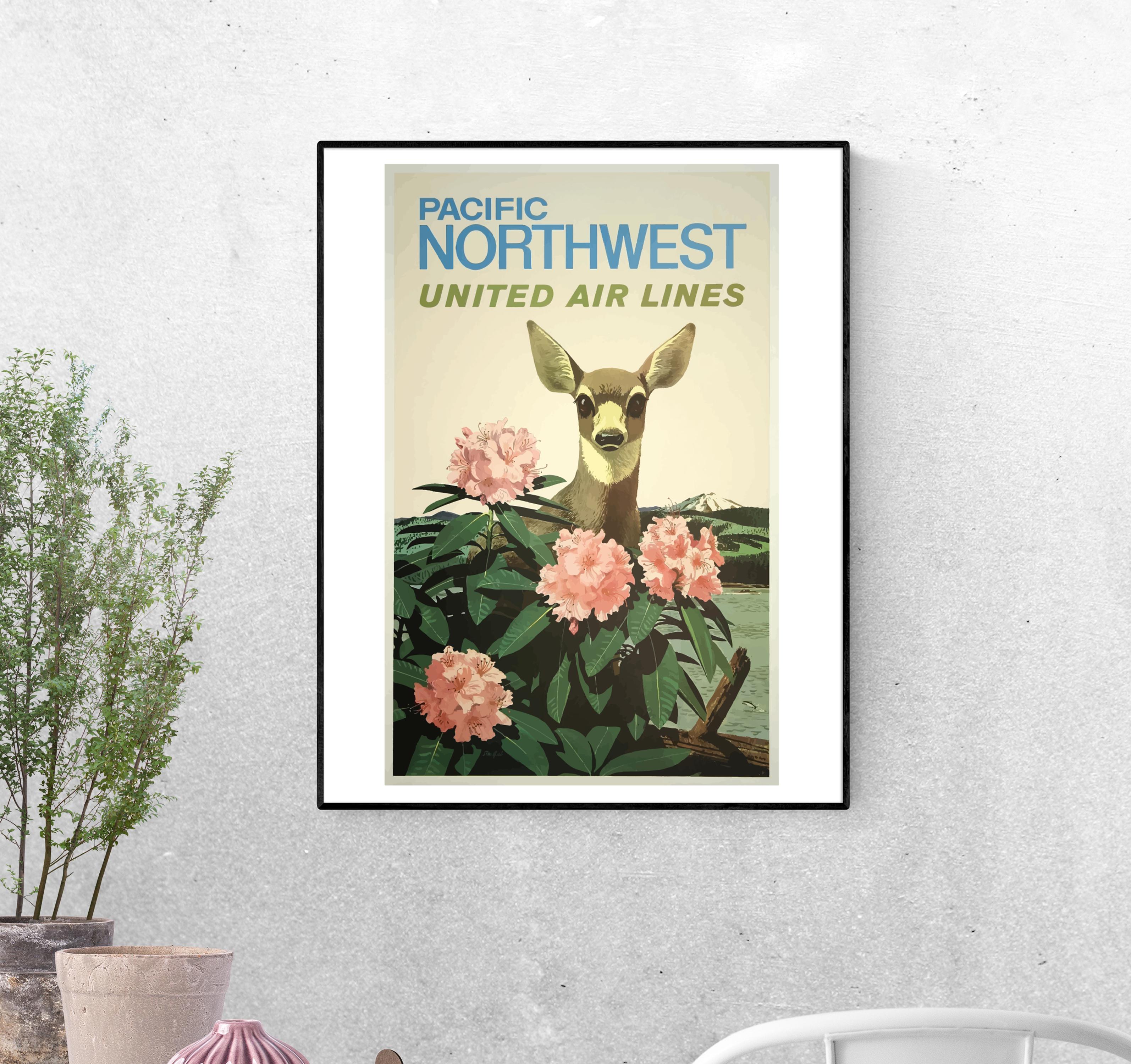 Тревел-постер Олень в цветах формат А-4