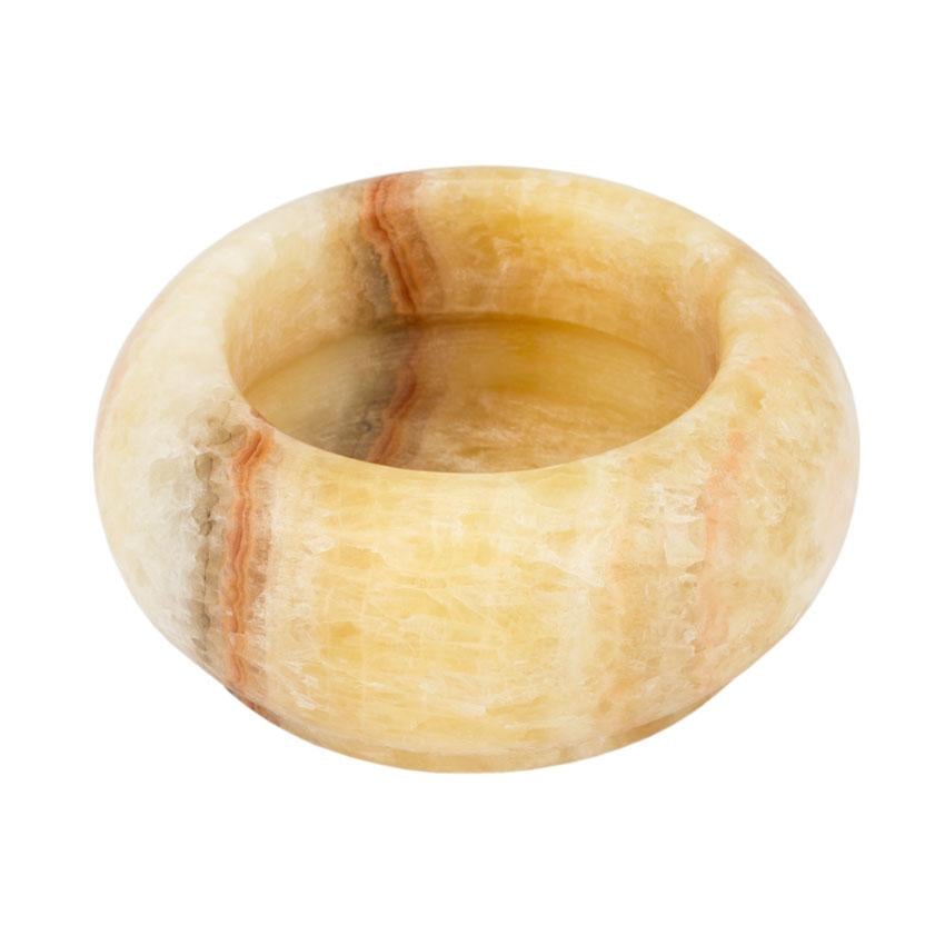 Пепельница настольная натуральный камень круглая 9,3х9,3х3,7 см Песочный с вкраплениями коричневого (27831)