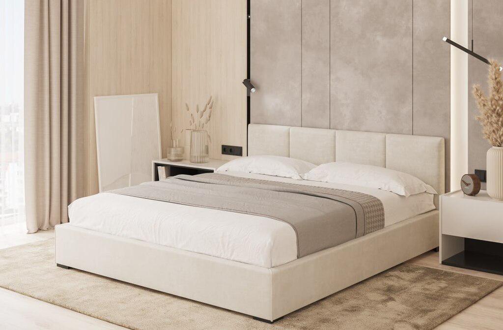 Ліжко двоспальне з підйомним механізмом з м'яким узголів'ям Шик Галичина Фабіо дерево/тканина 160х200 см Світло-бежевий - фото 2