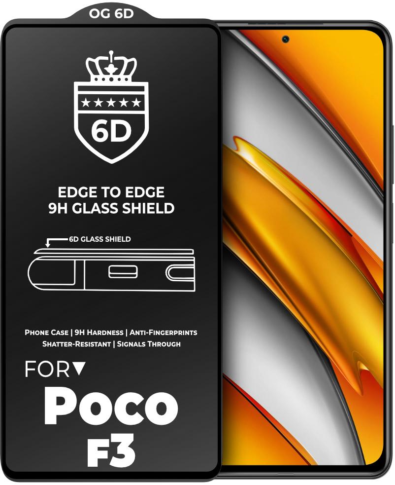 Защитное стекло 6D OG Crown Xiaomi Poco F3 Black (23137)