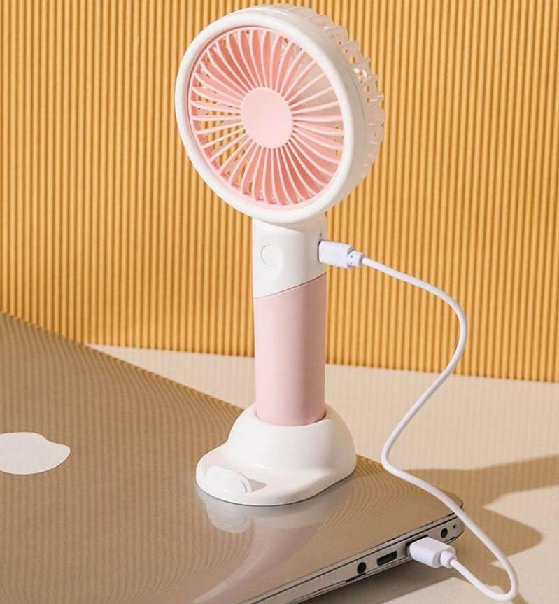 Вентилятор настільний ручний із USB-зарядкою ZB 100 Mini Fan 2в1 Рожевий - фото 7