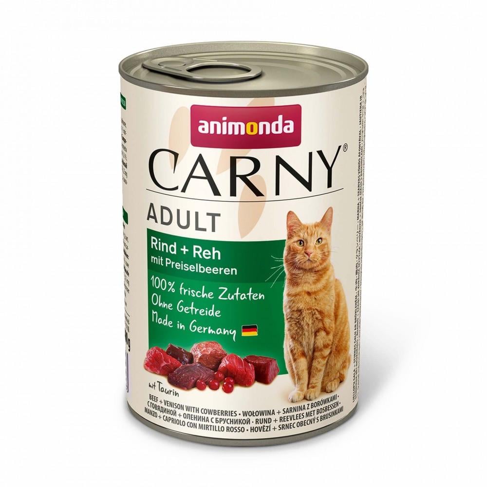 Корм влажный Carny Adult Beef Venison with Cowberries для взрослых кошек с говядиной олениной и брусникой 400 г (34806669)