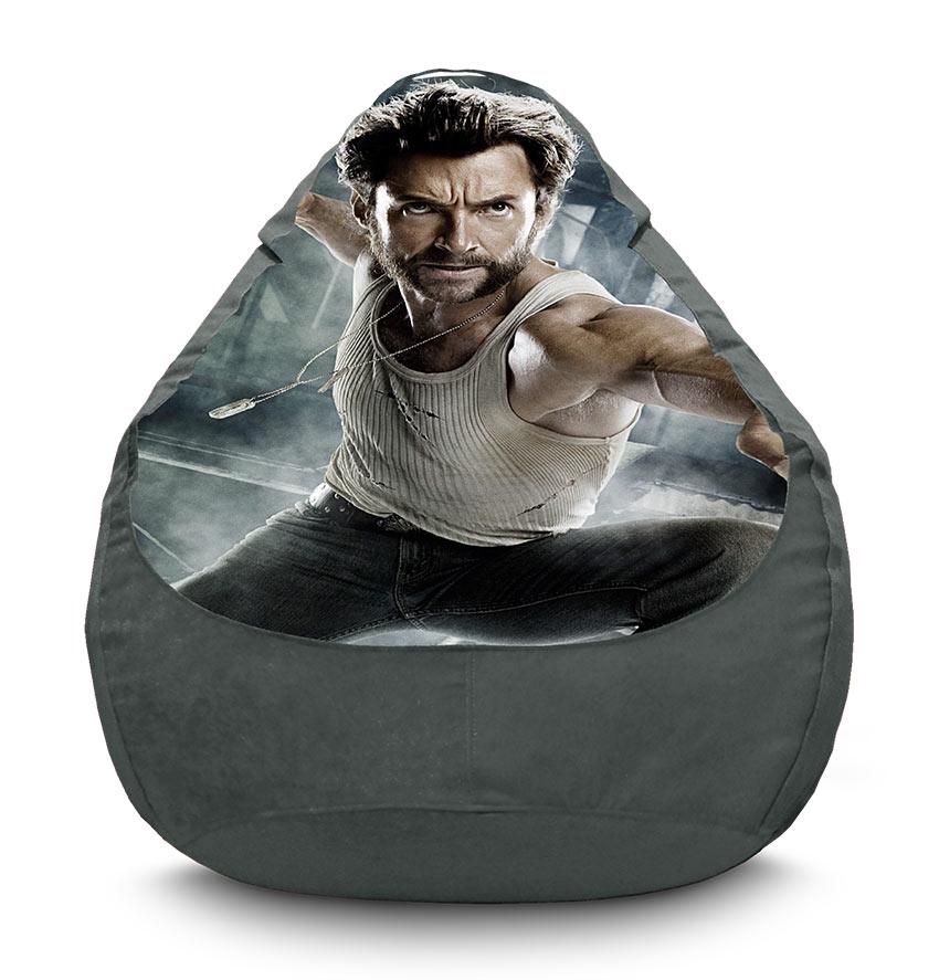 Крісло-мішок iPuff Wolverine Film Marvel флок XL 80x110 см Сірий (113968)