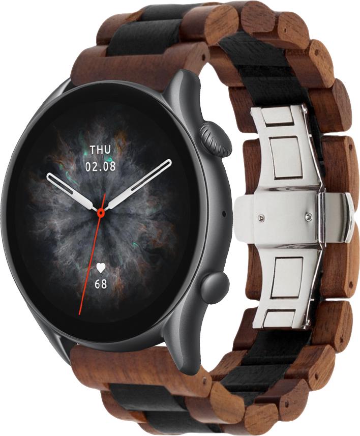 Ремешок деревянный WoodLock для Amazfit GTR 3 Pro Black/Brown (28691-26)