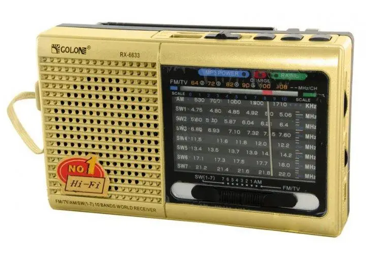 Радиоприемник MP3 USB Golon RX-6633 с ремешком Золотистый (558446)
