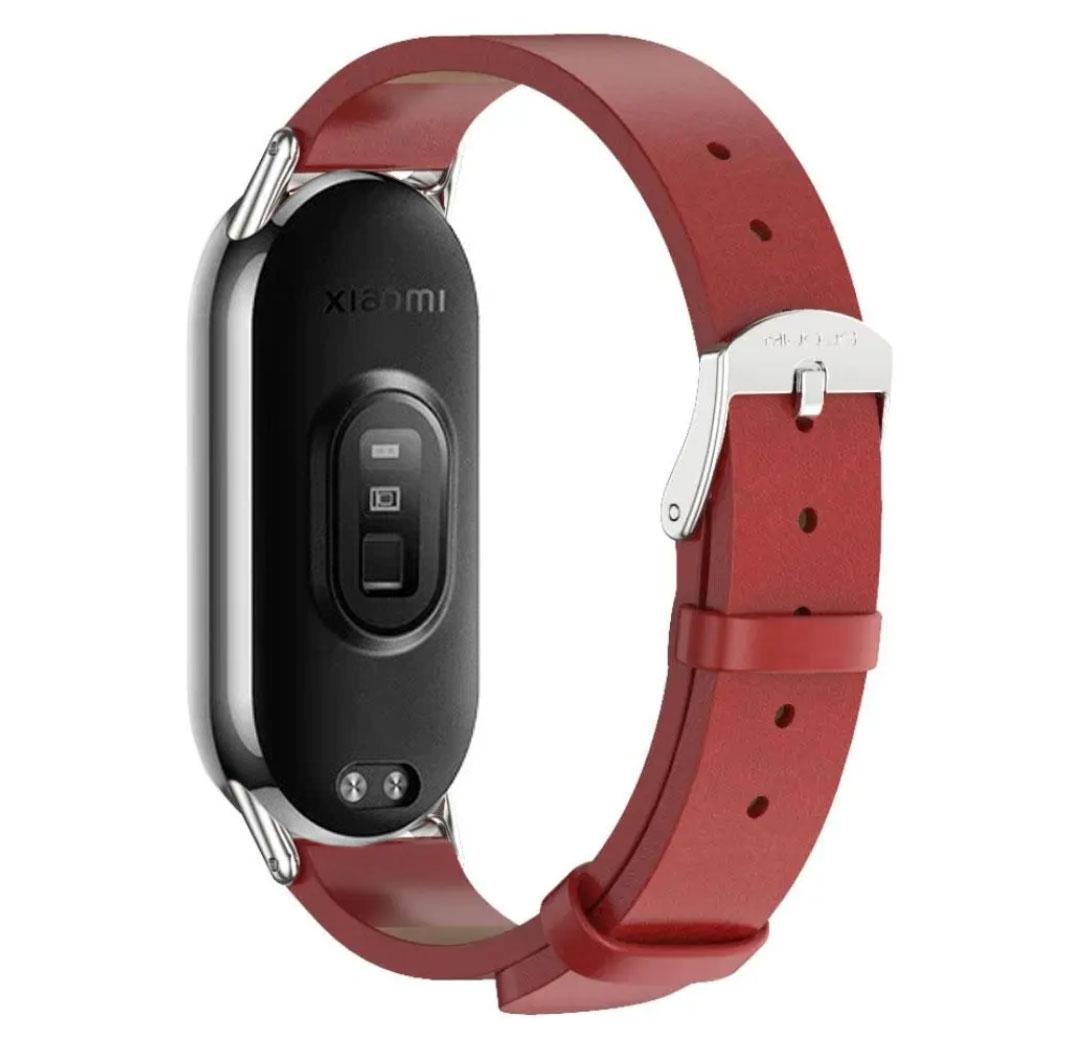 Ремешок кожаный Mijobs для фитнес-браслета Xiaomi Smart Band 10 Red&Silver (2670355760) - фото 3 Ремешок кожаный Mijobs для фитнес-браслета Xiaomi Smart Band 10 Red&Silver (2670355760) - фото 3