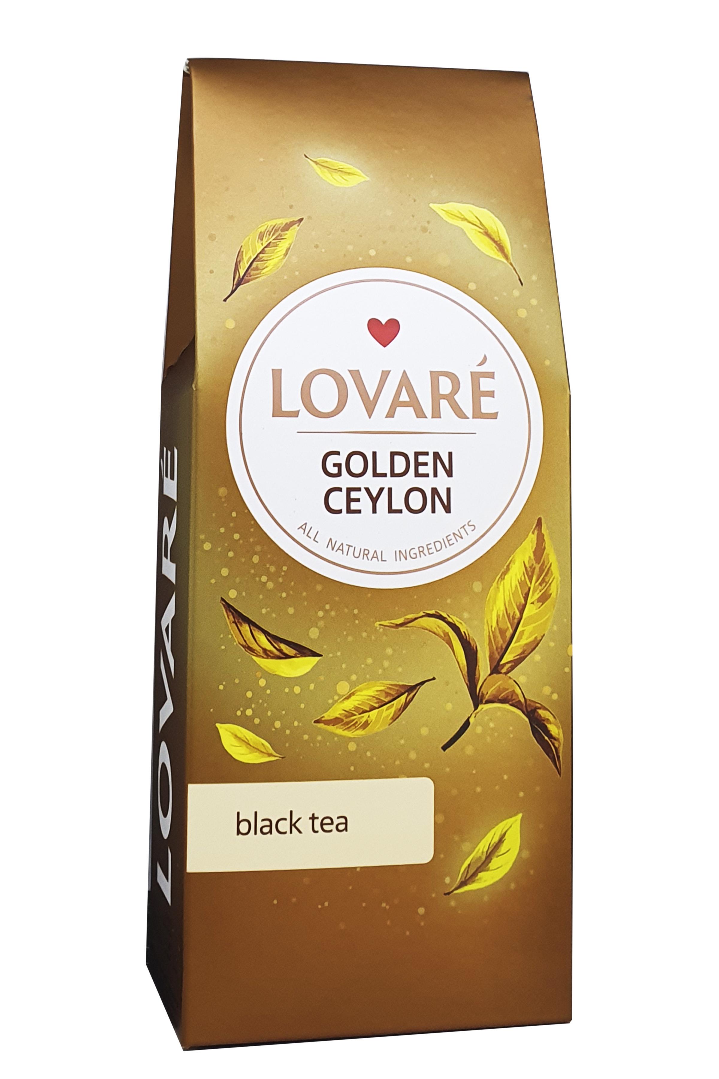 Чай чорний Lovare Golden Ceylon байховий цейлонський 80 г картон (57588)