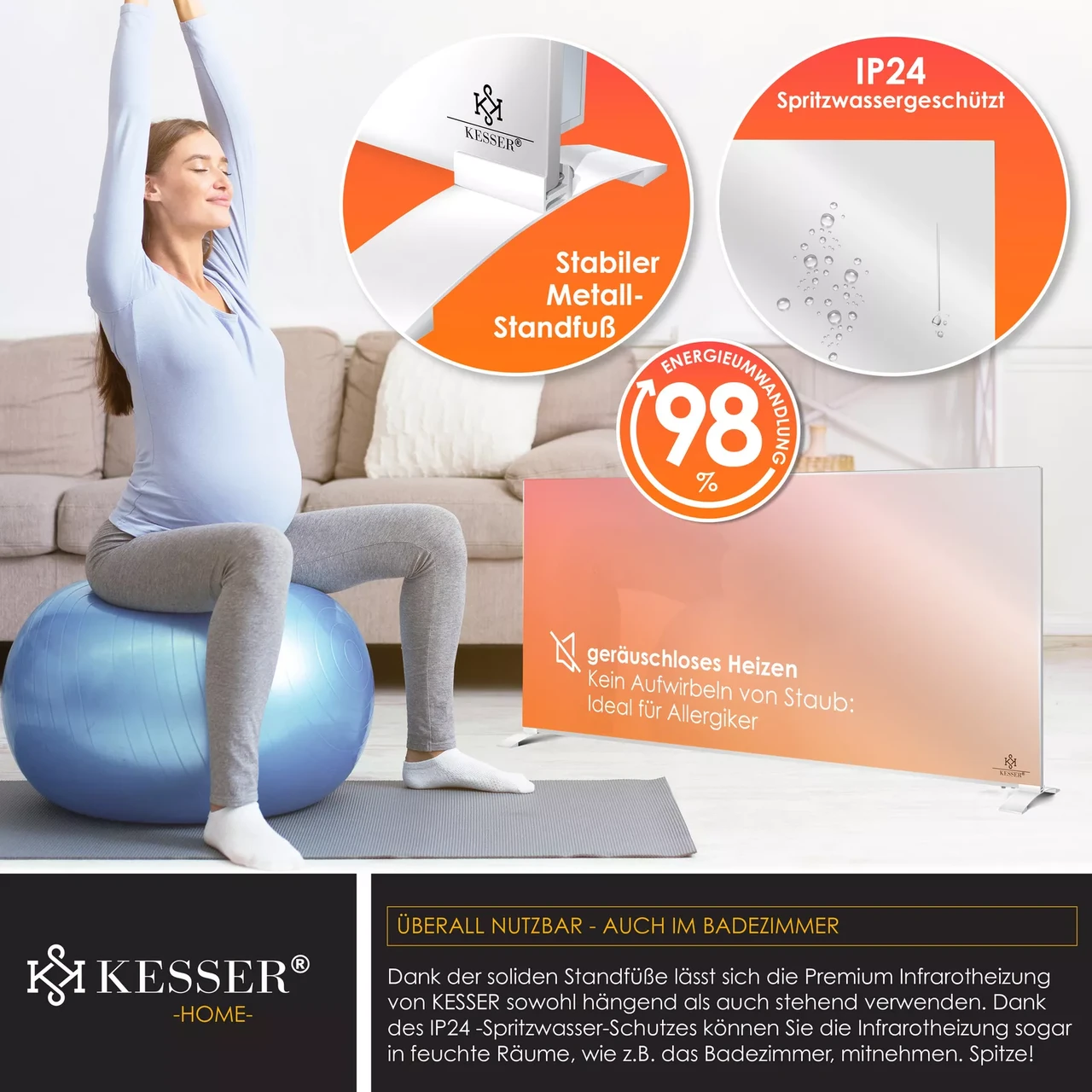 Инфракрасный обогреватель KESSER 50°C 600 Вт (225852449725-600) - фото 4 Инфракрасный обогреватель KESSER 50°C 600 Вт (225852449725-600) - фото 4