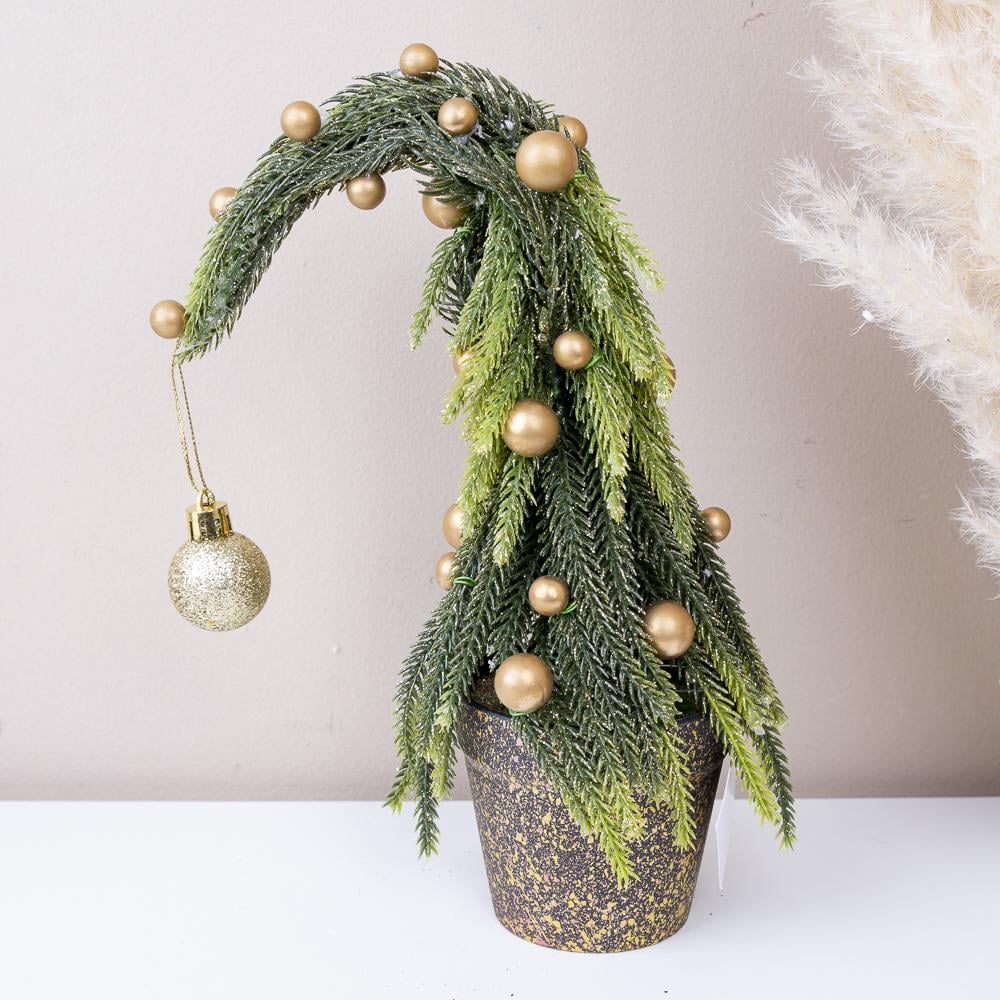 Декоративная елка гнутый верх с золотыми шарами (6009-2)