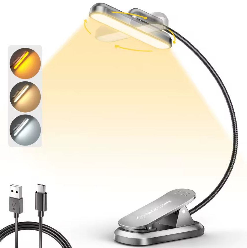 Лампа аккумуляторная Glocusent A24 22 LED гибкая Clip ножка с прищепкой для чтения книг Grey (2120634)