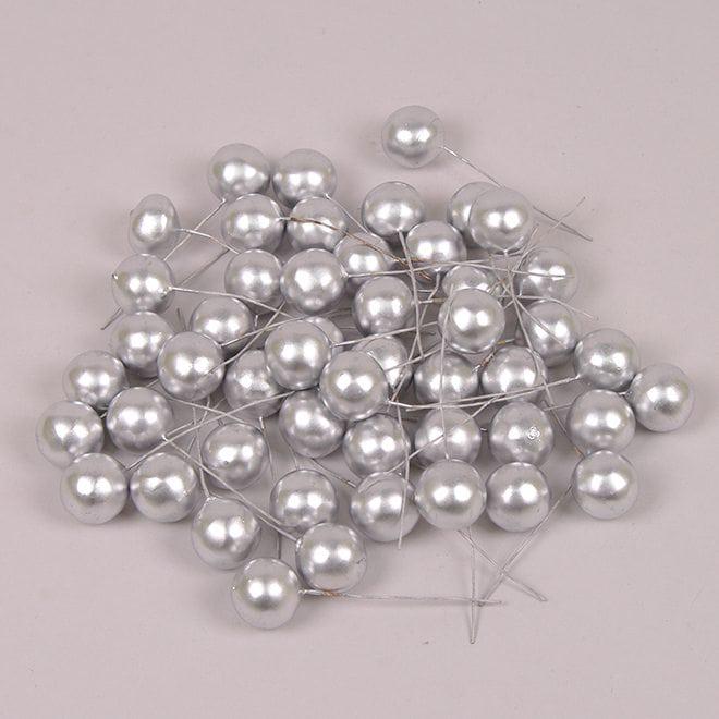 Шарики на проволоке Flora d 18 мм 50 шт. Серебряный (25381)