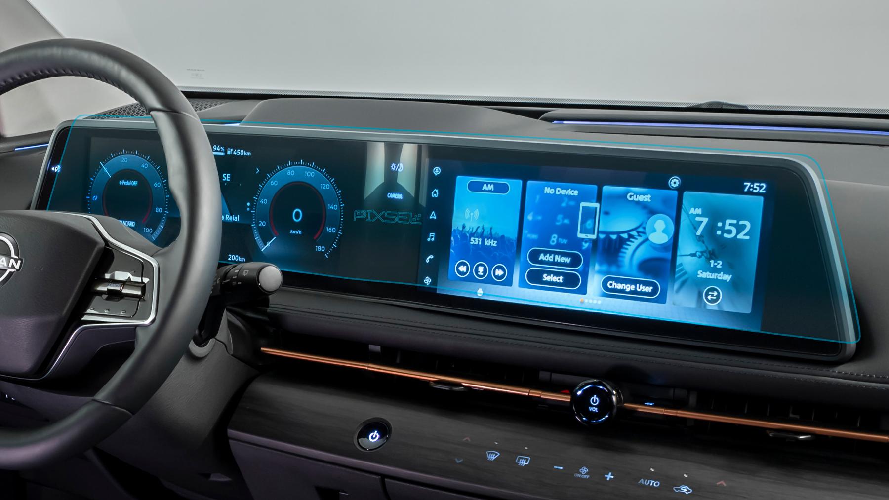 Стекло защитное Pixsel гибридный глянец на приборную панель Nissan ARIYA 31,8“ 2022