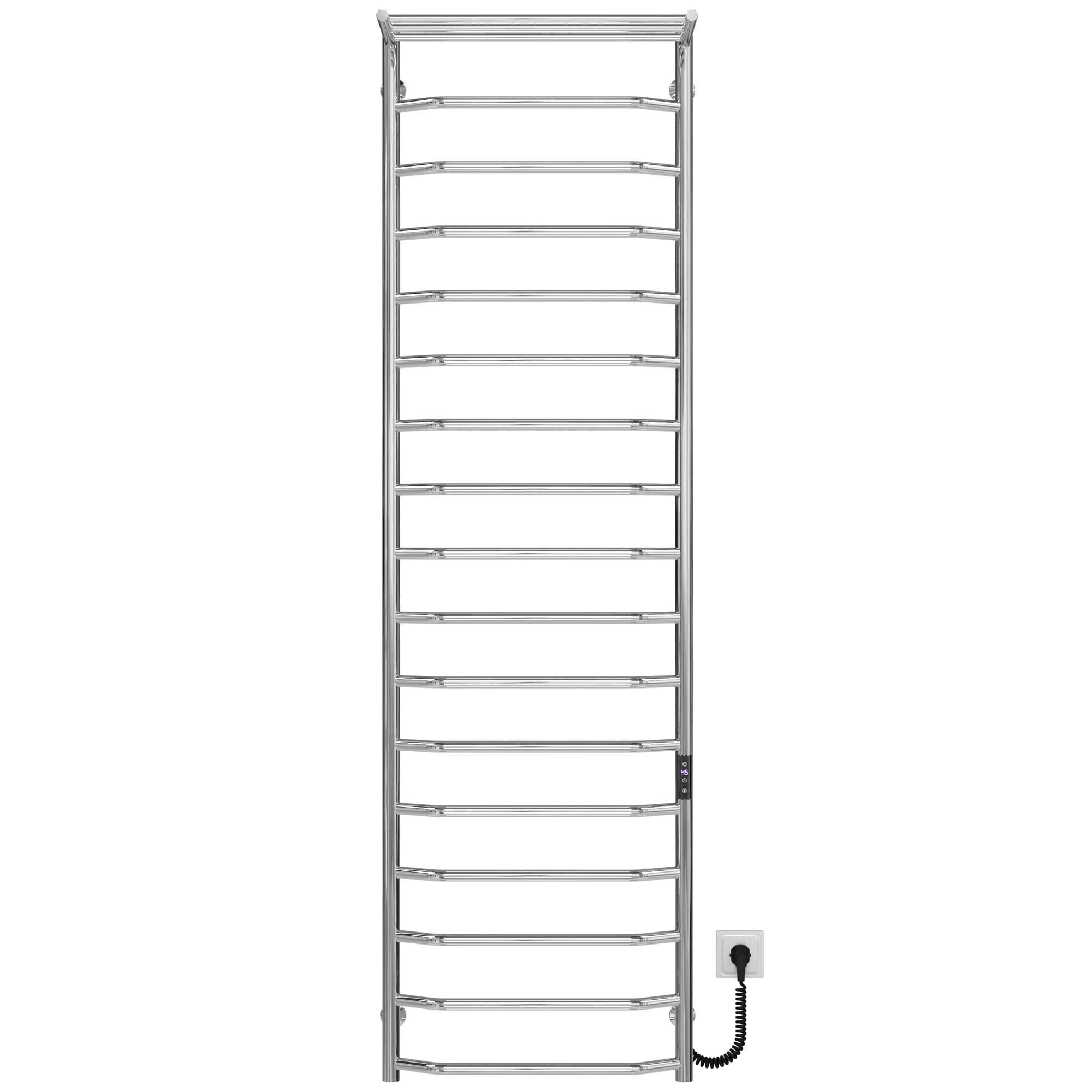 Рушникосушарка електрична з полицею Deffi Трапеція П17 JD03 праве підключення нержавіюча сталь 500х1800 мм Хром (C.TP.180.50.17.E.C.R.1)