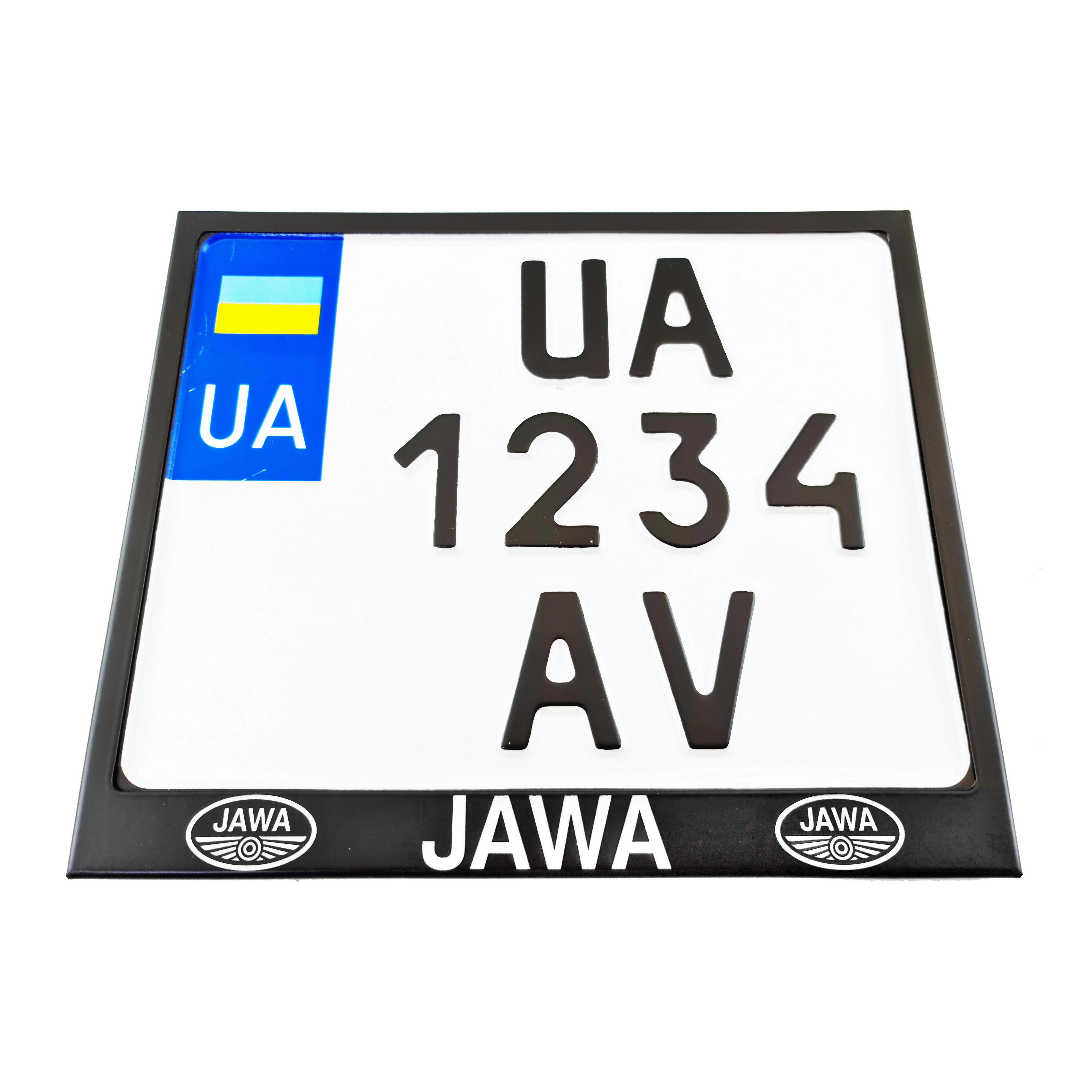 Рамка для мотоциклетного номера Jawa 174х220 мм Черный (VH-S1722JWSBL)