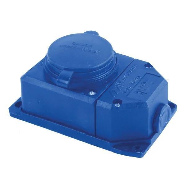 Розетка настінна Mutlusan з заземленням каучук IP44 16А Синій (28688282)