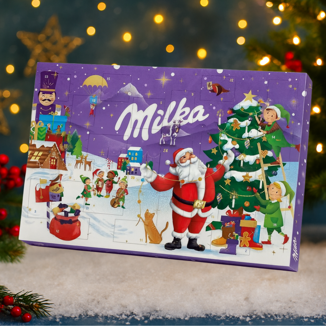 Адвент календар Milka Advent Санта з 24 фігурками різних персонажів 200 г