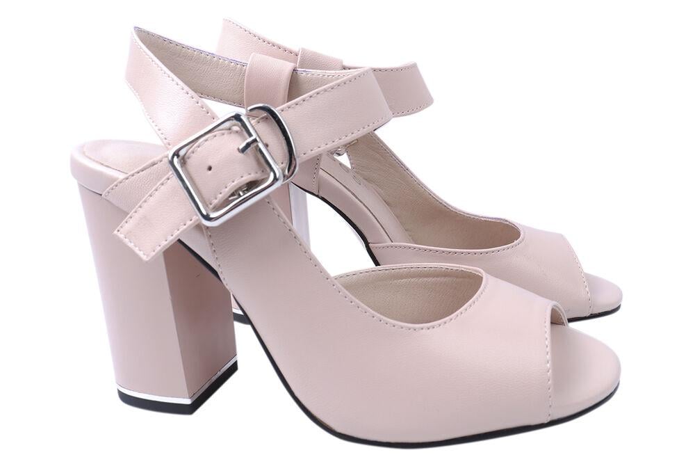 Босоножки женские Erisses из кожи на каблуке р. 33 Бежевый (903-21/22LB)