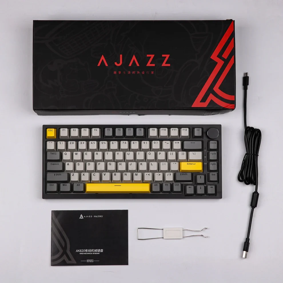 Клавіатура ігрова Ajazz AK820 дротова механічна із RGB підсвічуванням з підтримкою HOT-SWAP Moon Yellow Switch Grey/Yellow - фото 6 Клавіатура ігрова Ajazz AK820 дротова механічна із RGB підсвічуванням з підтримкою HOT-SWAP Moon Yellow Switch Grey/Yellow - фото 6