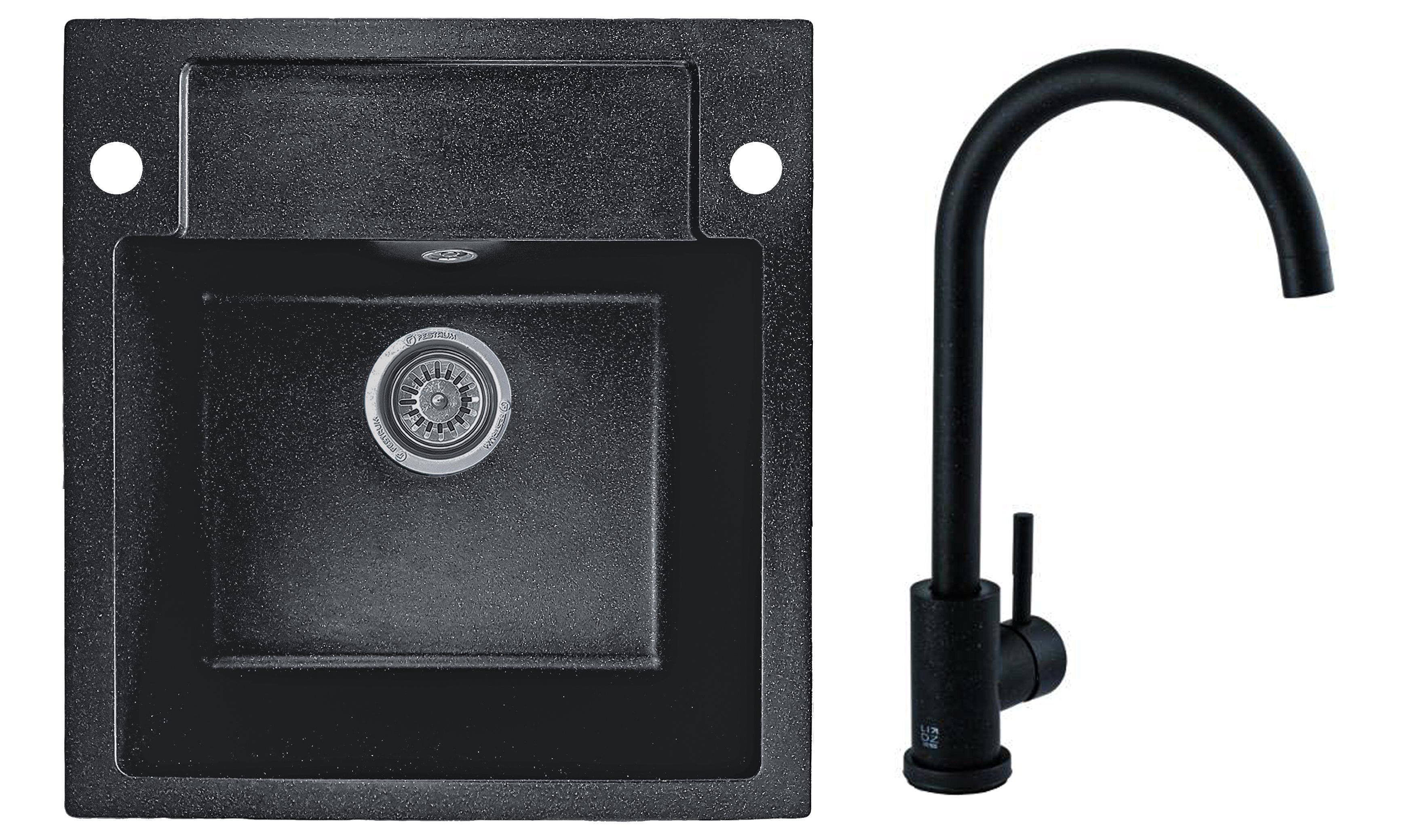 Мийка кухонна Valetti 69D зі змішувачем 520x495 мм Чорний