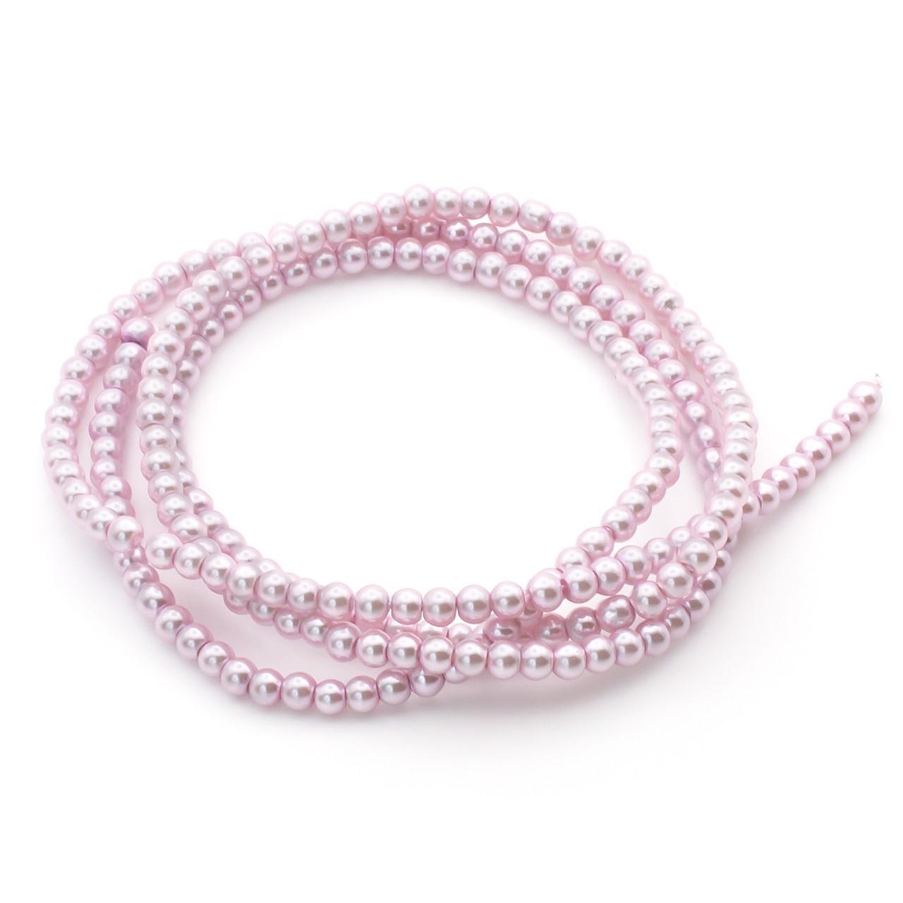 Бусины стеклянные на нитке под жемчуг 3 мм 62 см 215 шт. Розовый светлый (БЖ0003к09)