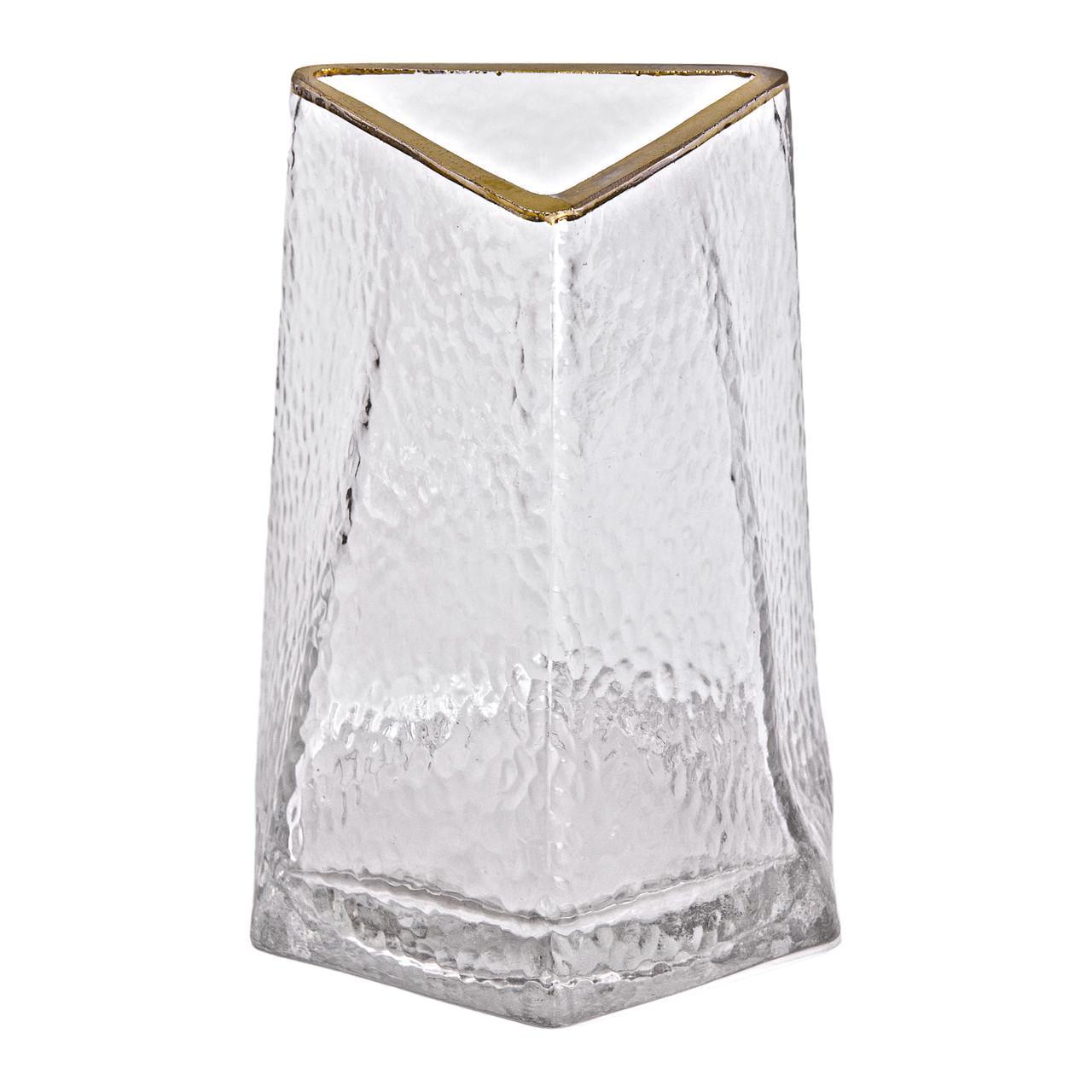 Ваза скляна Light House трикутна із золотим обідком 13х11,5х15,5 см Прозорий (LG-20222)