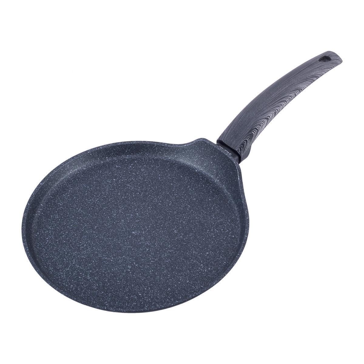 Сковорідка млинна Kamille алюмінієва з антипригарним покриттям 24 см Black Marble (4126A)