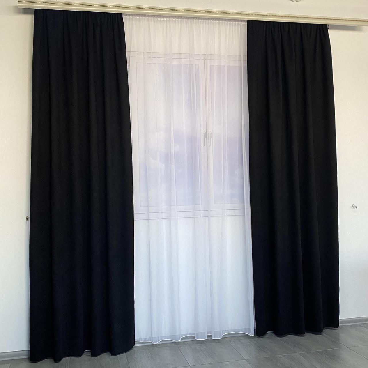 Шторы готовые микровелюр на тесьме однотонные Черный - фото 5 Шторы готовые микровелюр на тесьме однотонные Черный - фото 5