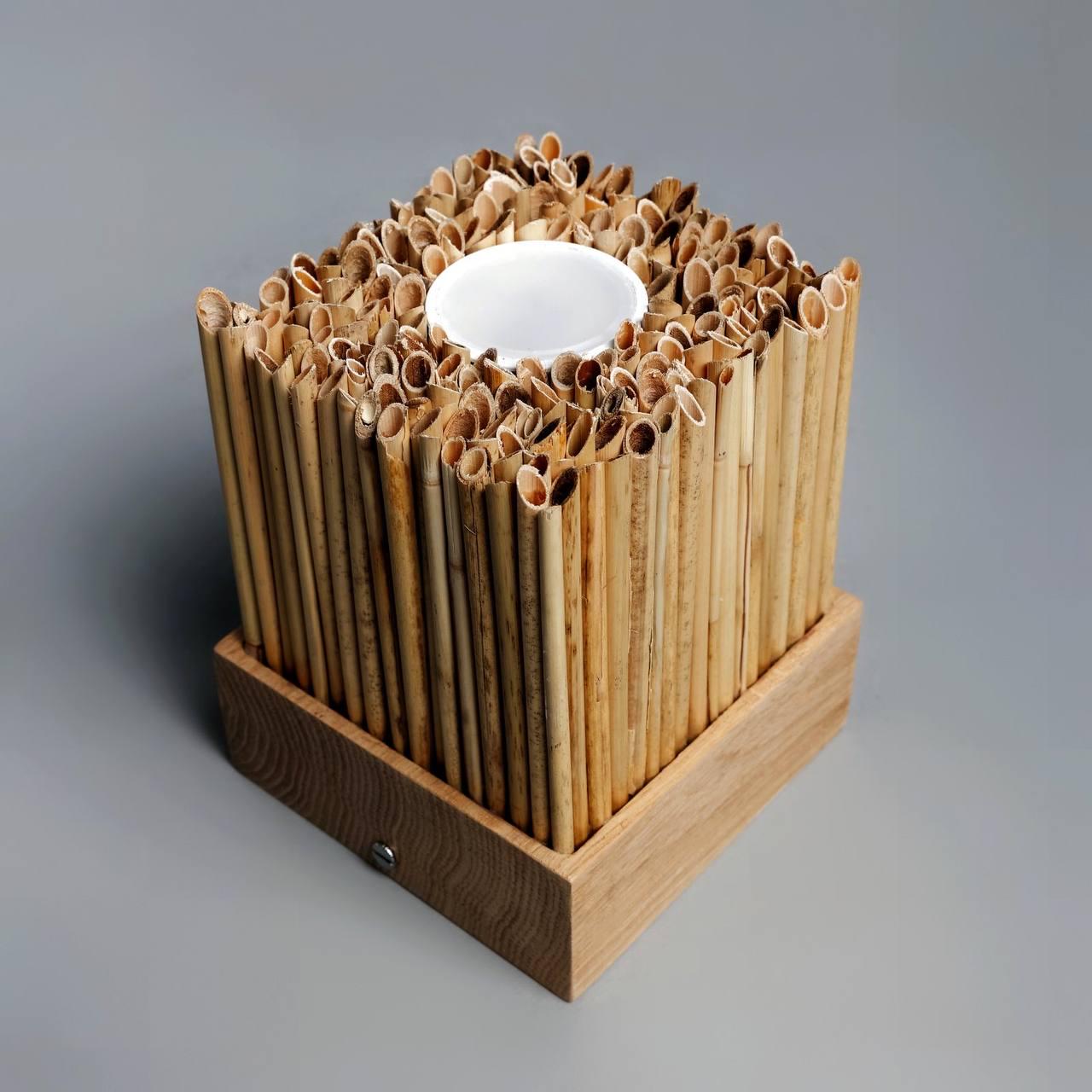 Точечный светильник из камыша квадратный 12х12х15 см Натуральный