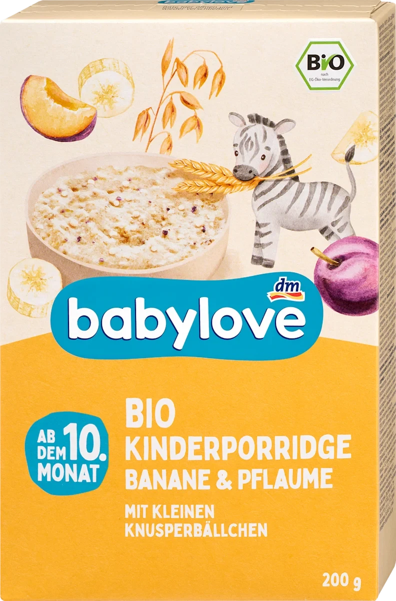 Дитяча каша безмолочна злакова Babylove з бананом та сливою від 10 міс. 200 г (28540943)