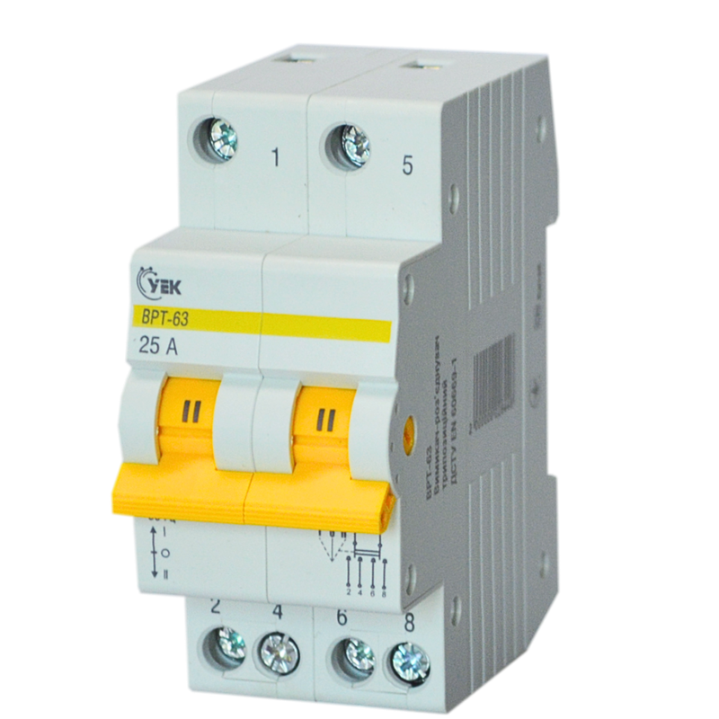 Выключатель-разъединитель УEK ВРТ-63 1-0-2 2P 25A трехпозиционный (MPR10-2-025-U) Выключатель-разъединитель УEK ВРТ-63 1-0-2 2P 25A трехпозиционный (MPR10-2-025-U)