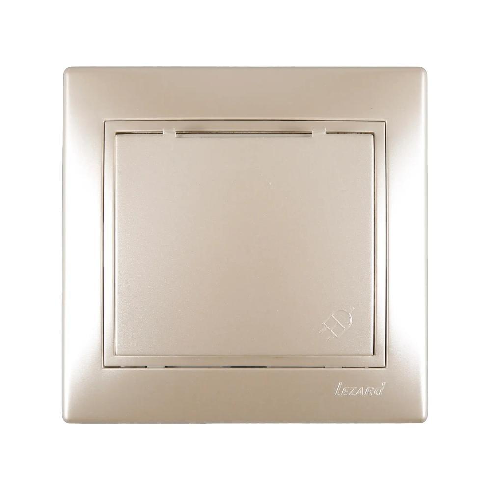 Розетка одинарная с заземлением и крышкой Lezard Mira перламутр со вставкой Жемчужно-белый (00000003196)