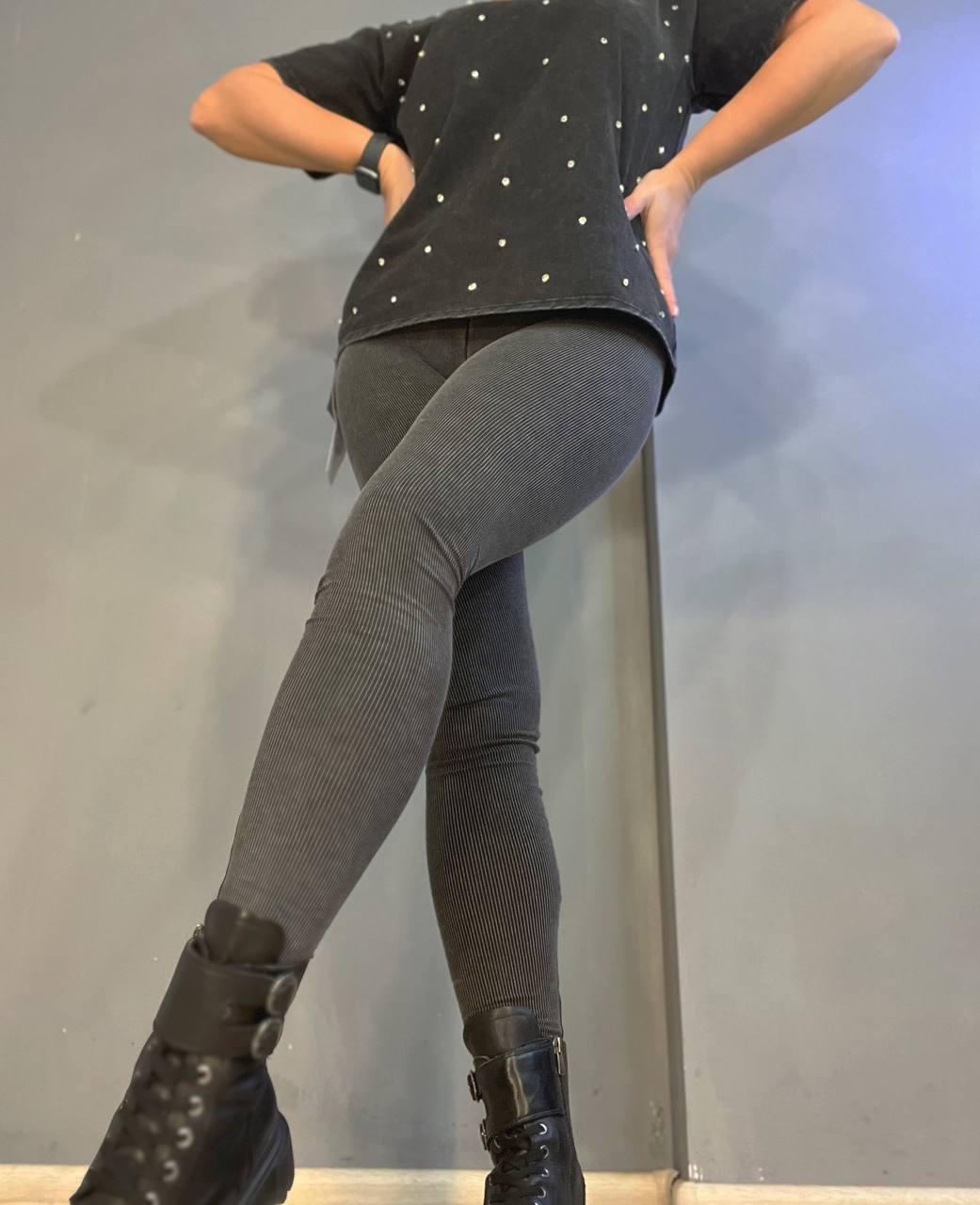 Лосини жіночі A-N 2306 рубчик варка тай дай трикотаж тонкі M Сірий (1449)