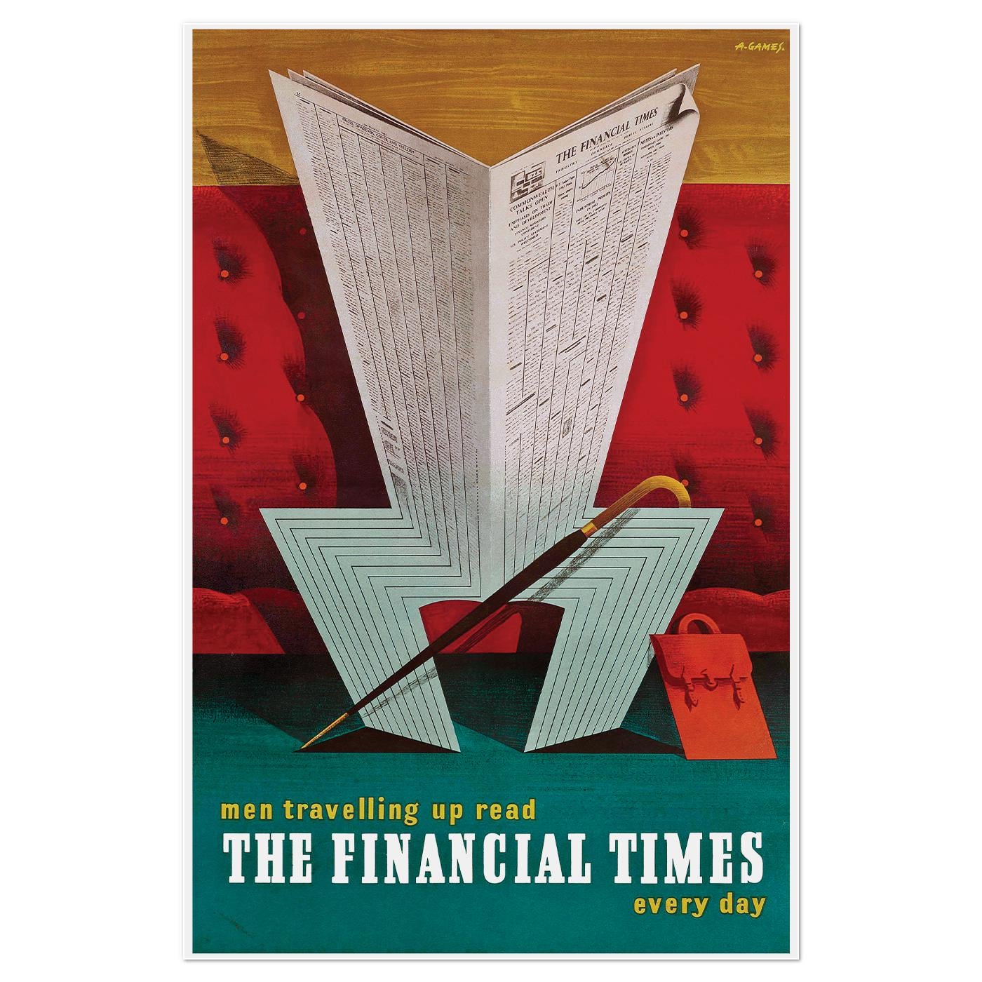 Плакат винтажный Financial Times 1954 50x76 см (0241)