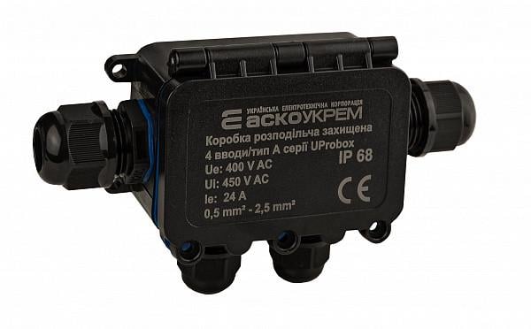 Распределительная коробка АСКО UProbox наружная 3 герметичных ввода IP68 PC 141,2х90х37 мм (A0280010002)