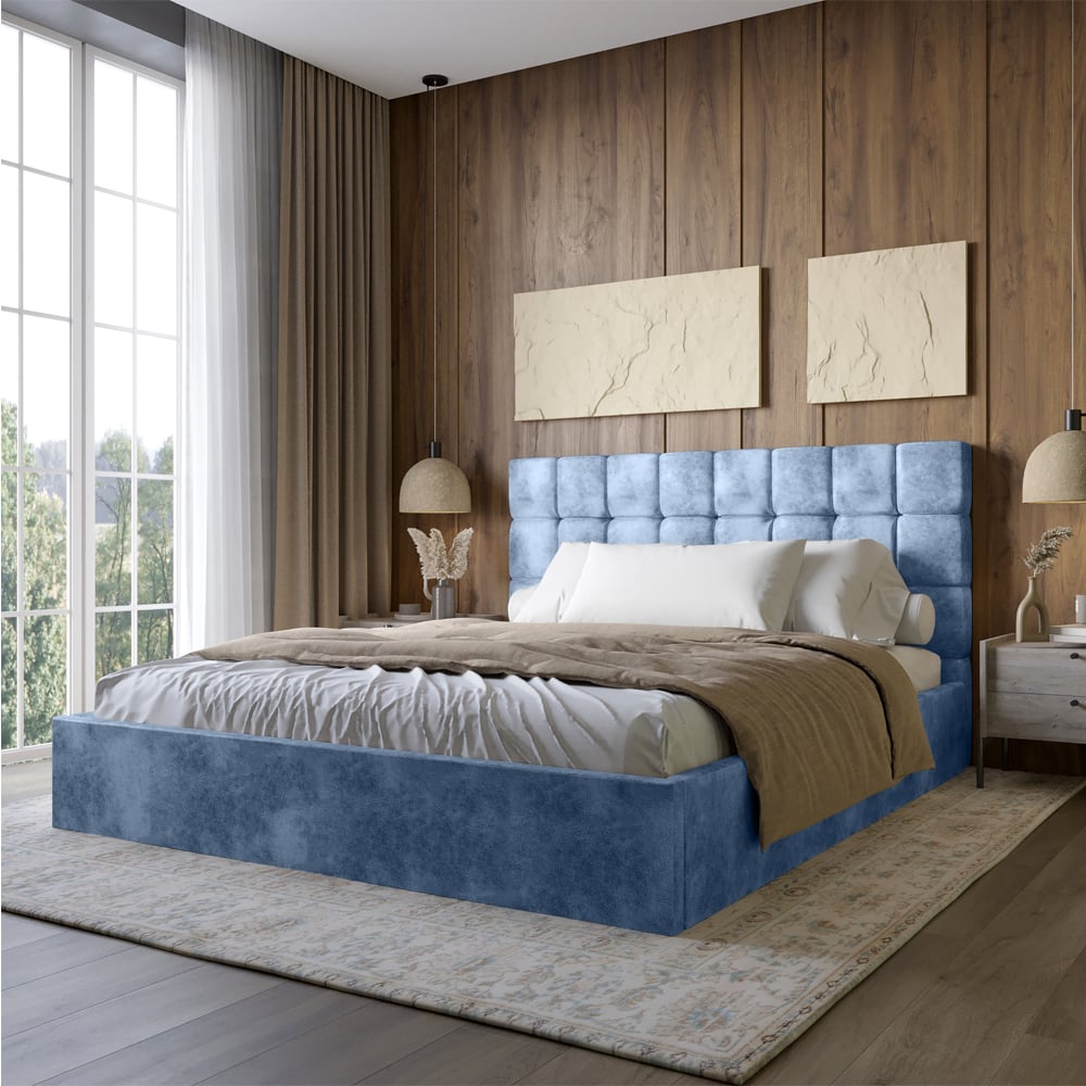 Ліжко двоспальне Lion Піксі Silk 503 160x200 см Темно-синій (Lion-041661)