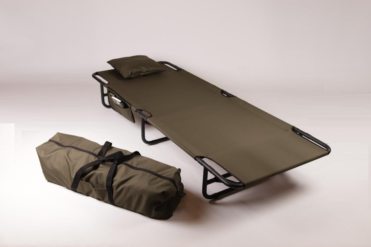 Раскладушка усиленная металлическая Kompred VG-R8 с карманом/подушкой/чехлом Оливковый (1918797123) Раскладушка усиленная металлическая Kompred VG-R8 с карманом/подушкой/чехлом Оливковый (1918797123)