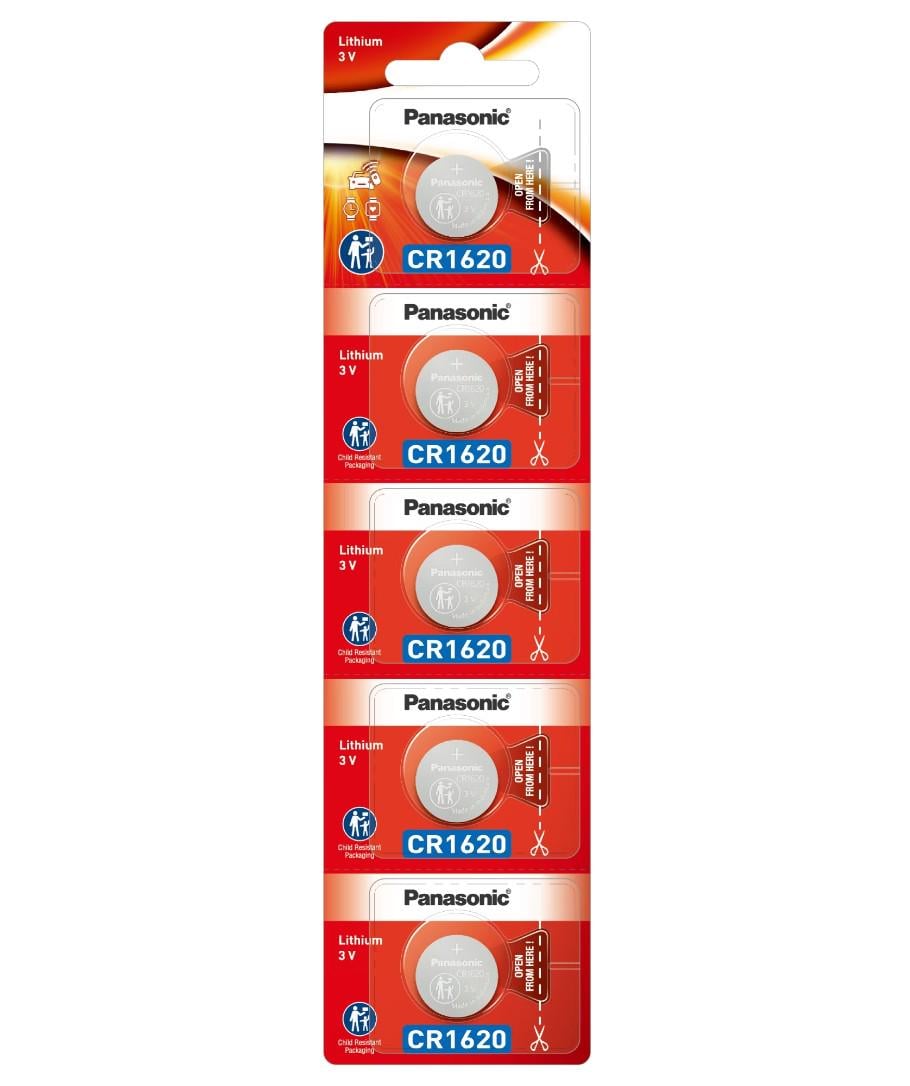 Батарейки Panasonic CR1620 Lithium 3V 75 мАч 5 шт. (CR-1620/5BE)