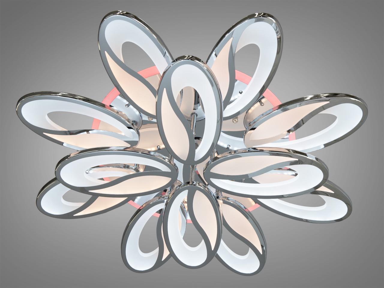 Люстра для зала с LED подсветкой 8090-8+4HR-LS 190W на 28 м2 Хром (1776291317) Люстра для зала с LED подсветкой 8090-8+4HR-LS 190W на 28 м2 Хром (1776291317)