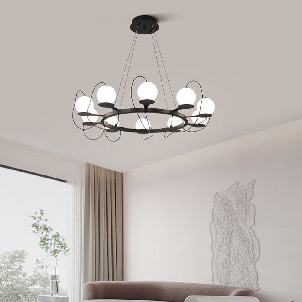 Люстра Hubble Bubble у формі кільця 60 см Чорний (D 8345 BK)