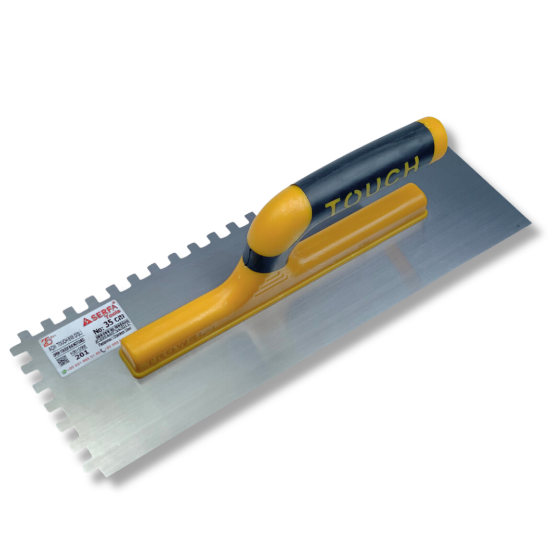 Гладилка зубчатая штукатурная Notched Trowel Open Handle 35 см зуб 8 мм Желтый (201)