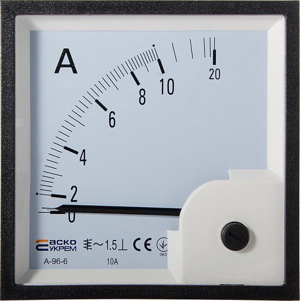 Амперметр прямого включения АСКО-Укрем А-96-6 10А AC 96x96 мм (A0190010090)