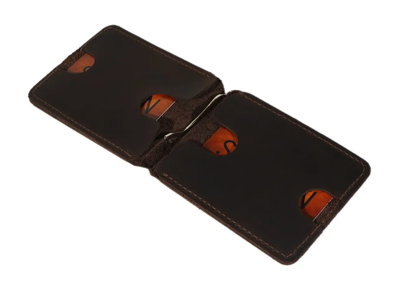 Кошелек с зажимом Simple кожаный 12х8х5х1 см - фото 2 Кошелек с зажимом Simple кожаный 12х8х5х1 см - фото 2