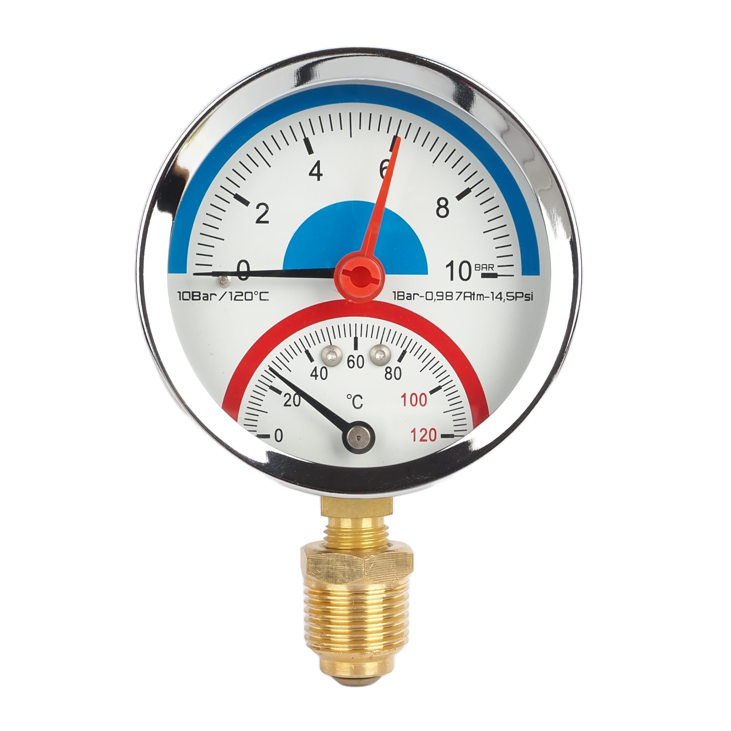 Термоманометр SD17210 0-120°C 0-10 бар нижнее подключение клапан 1/2" Ø 80 мм