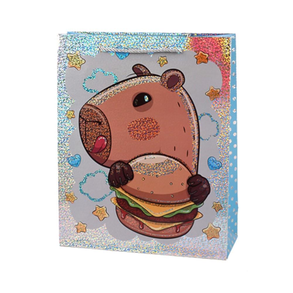 Подарочный пакет Capybara R34623-M 26х32х10 см Серый с голубым (30835516) Подарочный пакет Capybara R34623-M 26х32х10 см Серый с голубым (30835516)