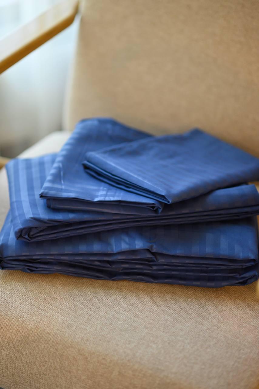 Комплект постельного белья Signorina Siena из страйп-сатина двуспальный 50х70 см/70х70 см Синий (0016D) - фото 4