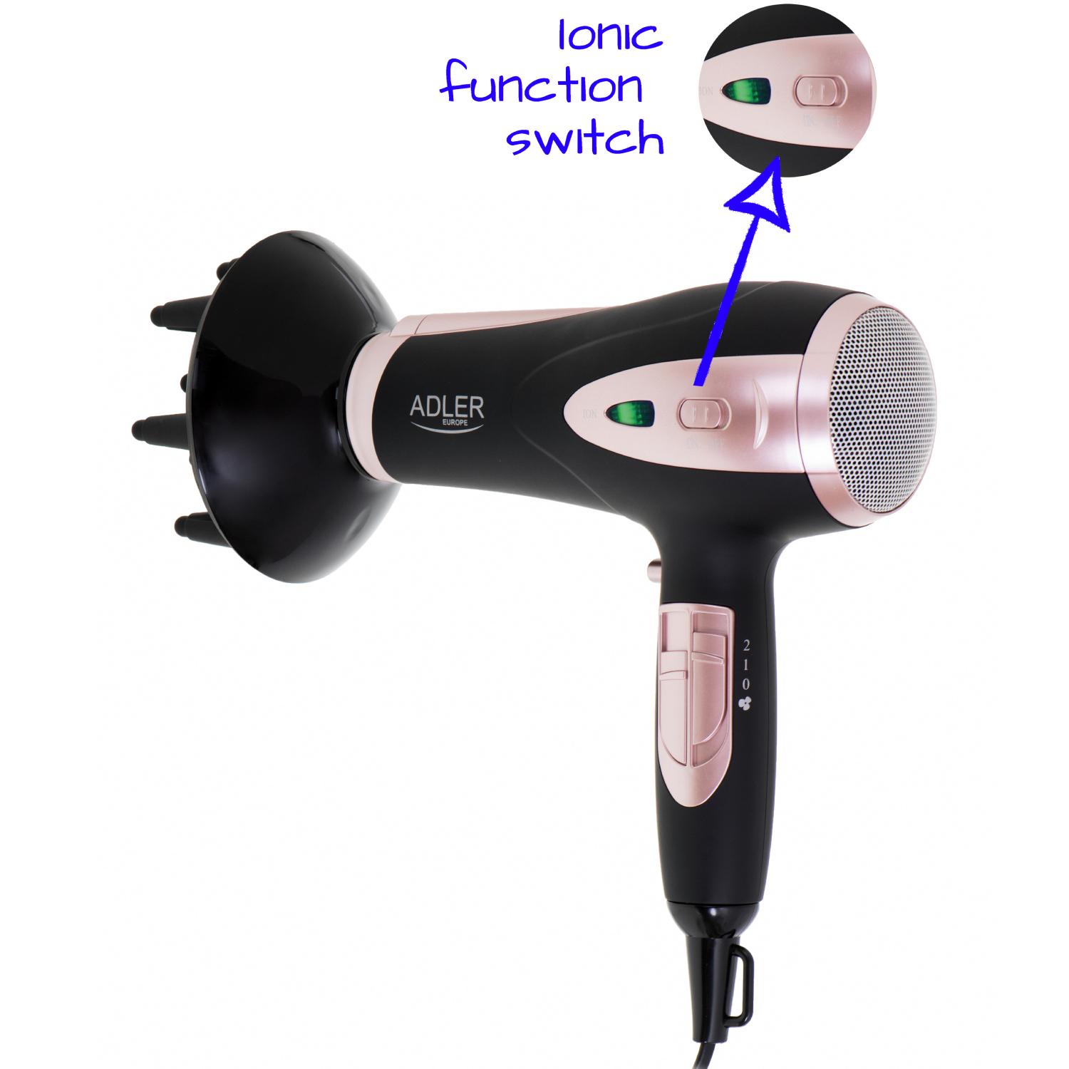 Фен для волос Adler AD 2248 2200W 2 скорости 3 температурных режима ионизация Black (AD2248B) - фото 7