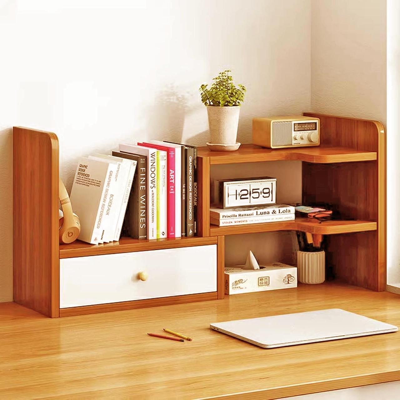 Полка-надстройка настольная из дерева Валестра охра-зефир (АКД-01760420)