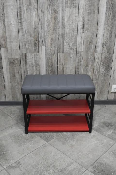 Банкетка для взуття металева з м'яким сидінням 32х47х60 см Сірий (28375291)