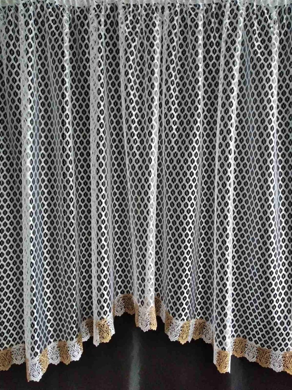 Занавеска аркой с комбинированным кружевом 290х160 см Молочный (ас10б-08)