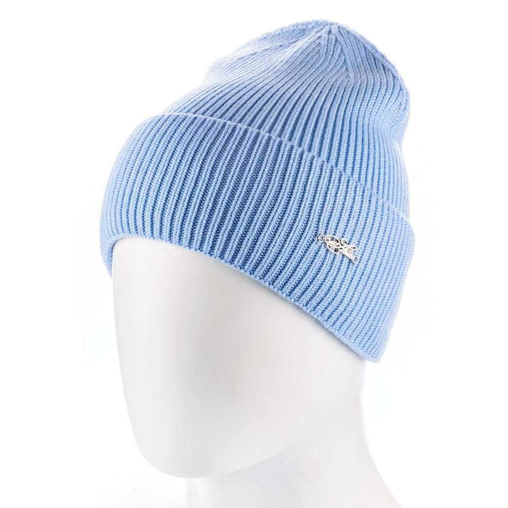 Шапка Actrics WH823 на флисовой подкладке с отворотом одинарной вязки Голубой